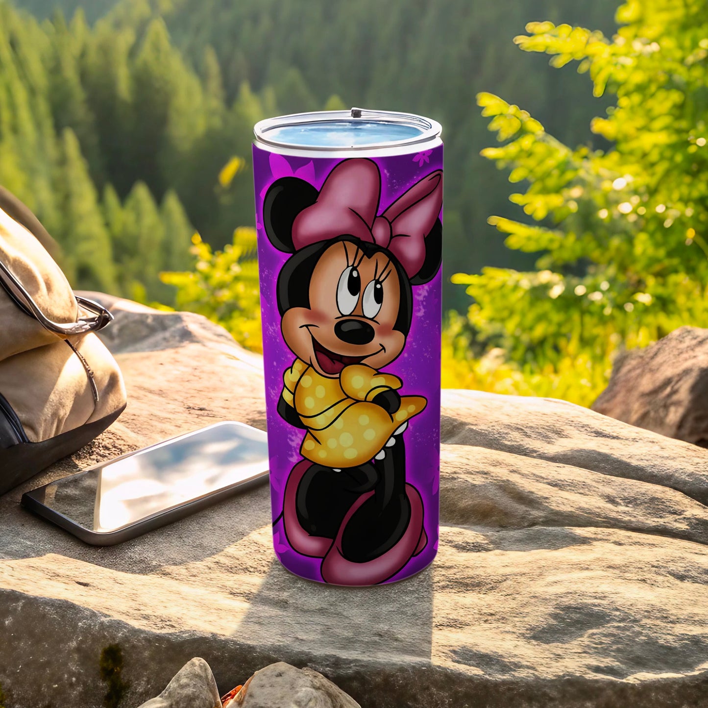 Minnie Mouse on Purple Tumbler with Yellow Dress