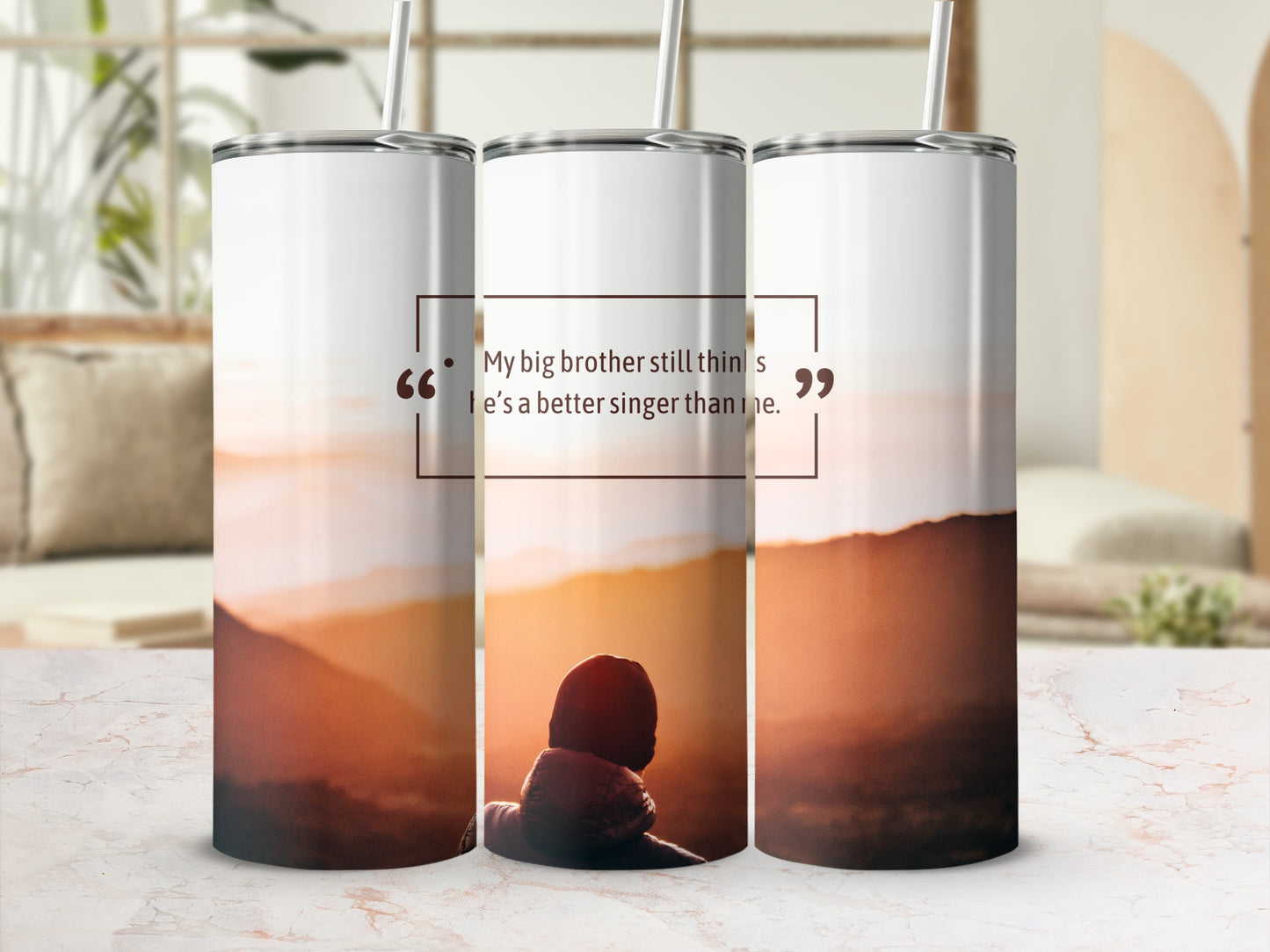 Scenic Sunset Insulated Travel Tumbler with Quote