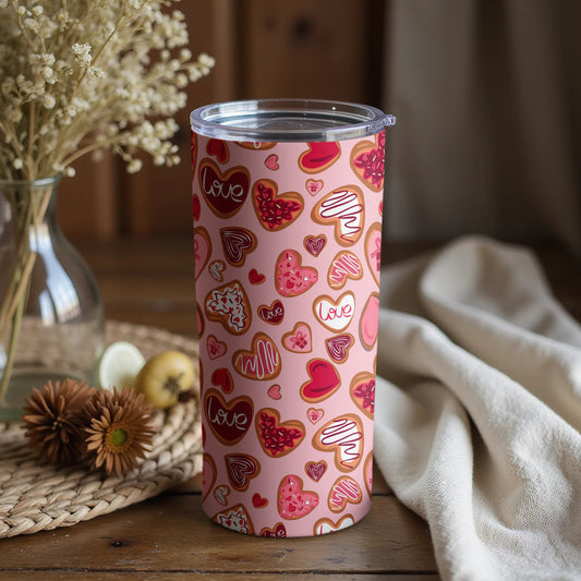Cute Pink Hearts Design Insulated Drink Tumbler