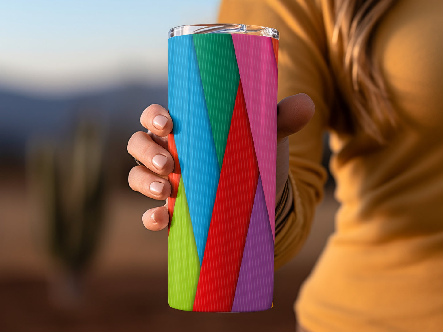 Colorful Diagonal Stripes Bright Patterns Trendy Design Tumblers