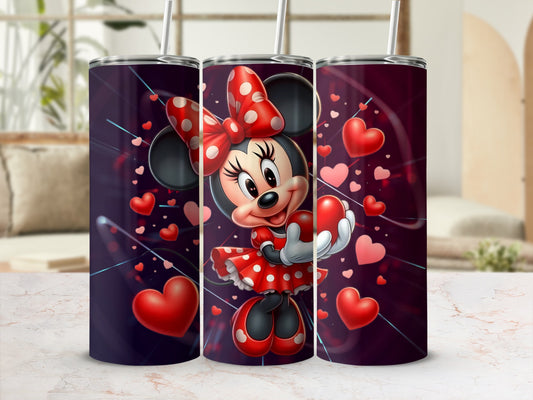 Minnie Mouse and Hearts Illustration Tumbler Cup