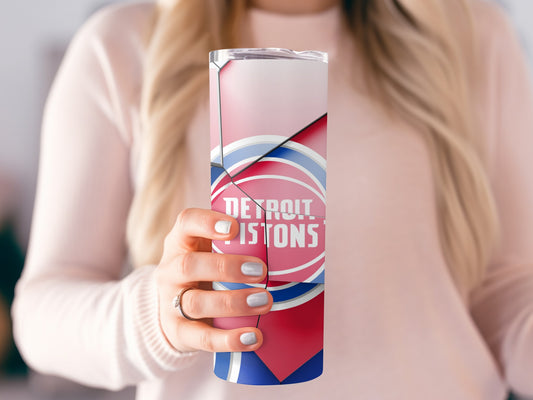 Detroit Pistons Fractured Design Emblem Team Colors Tumblers