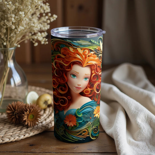 Vibrant Art Tumbler Featuring Stunning Redhead Design
