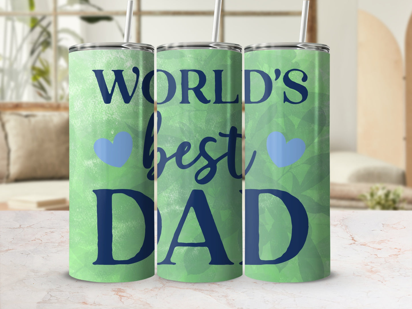 World's Best Dad Tumbler with Heart Design