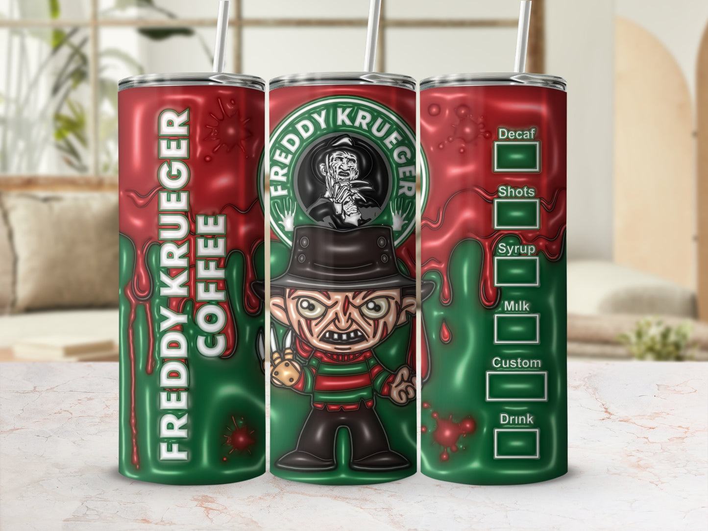 Freddy Krueger Coffee Horror Themed Tumbler Cup