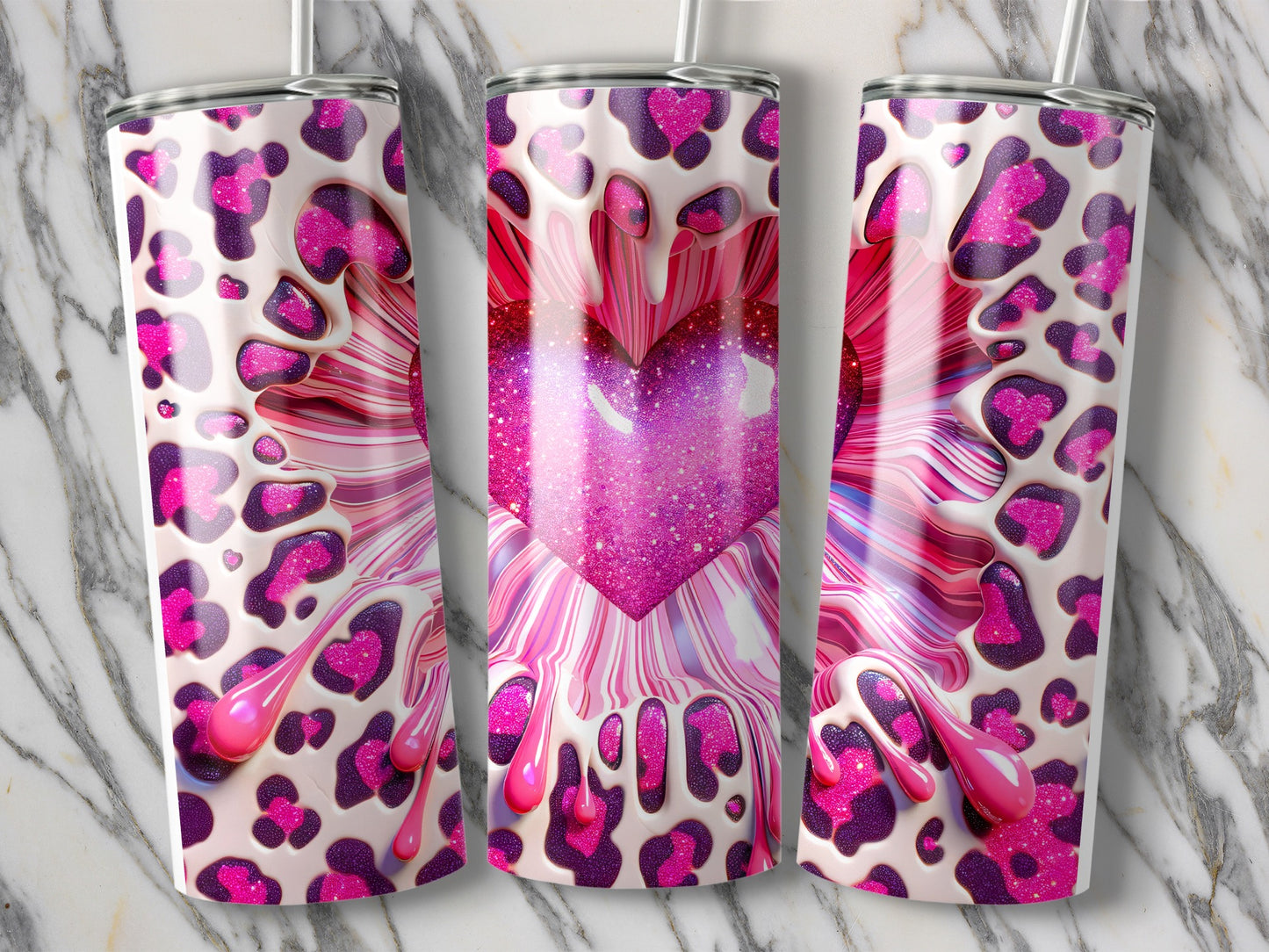 Leopard Hearts Within Valentine Sparkle In Motion Tumblers