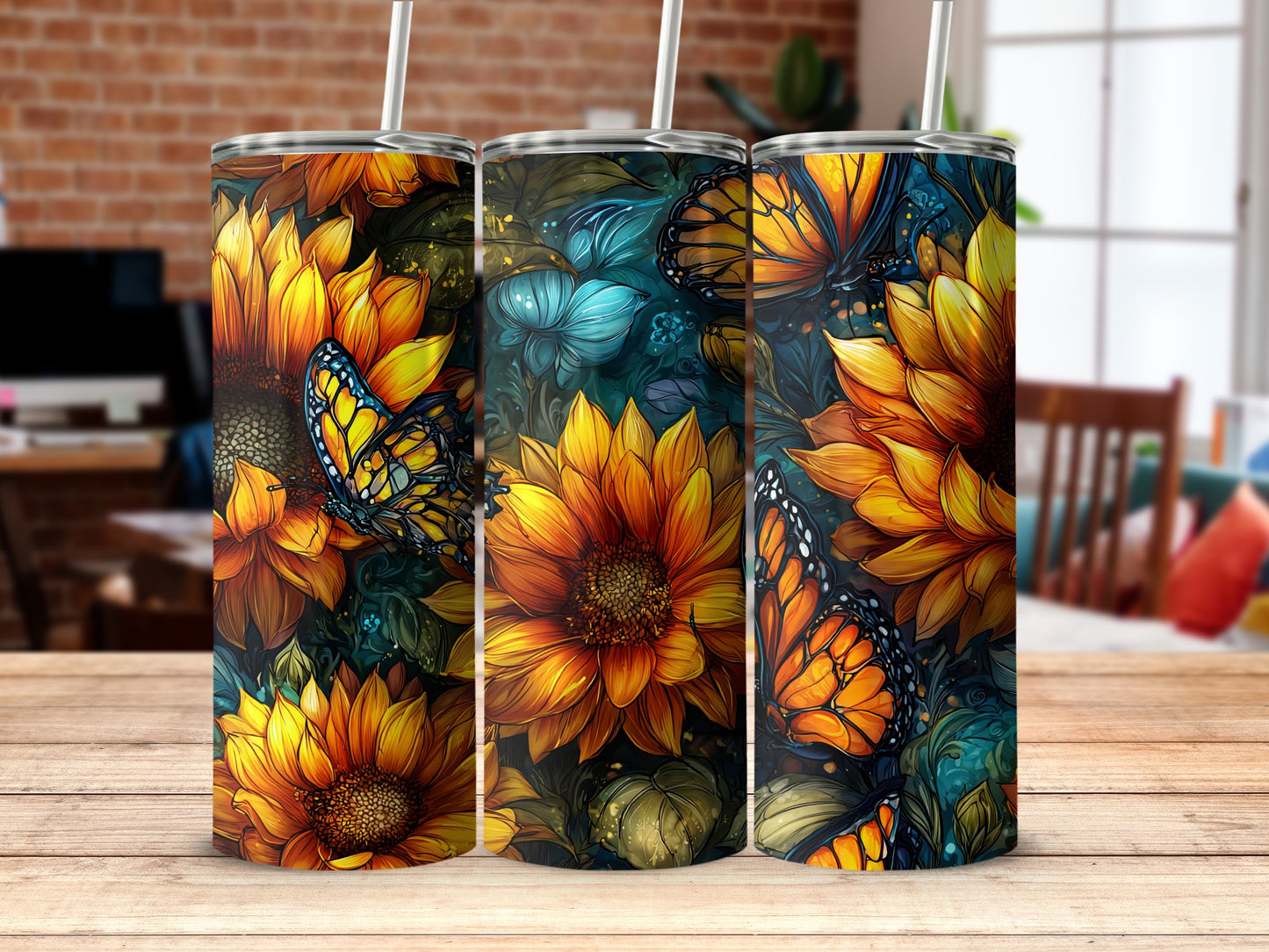 Sunflowers and Butterflies Tumbler product