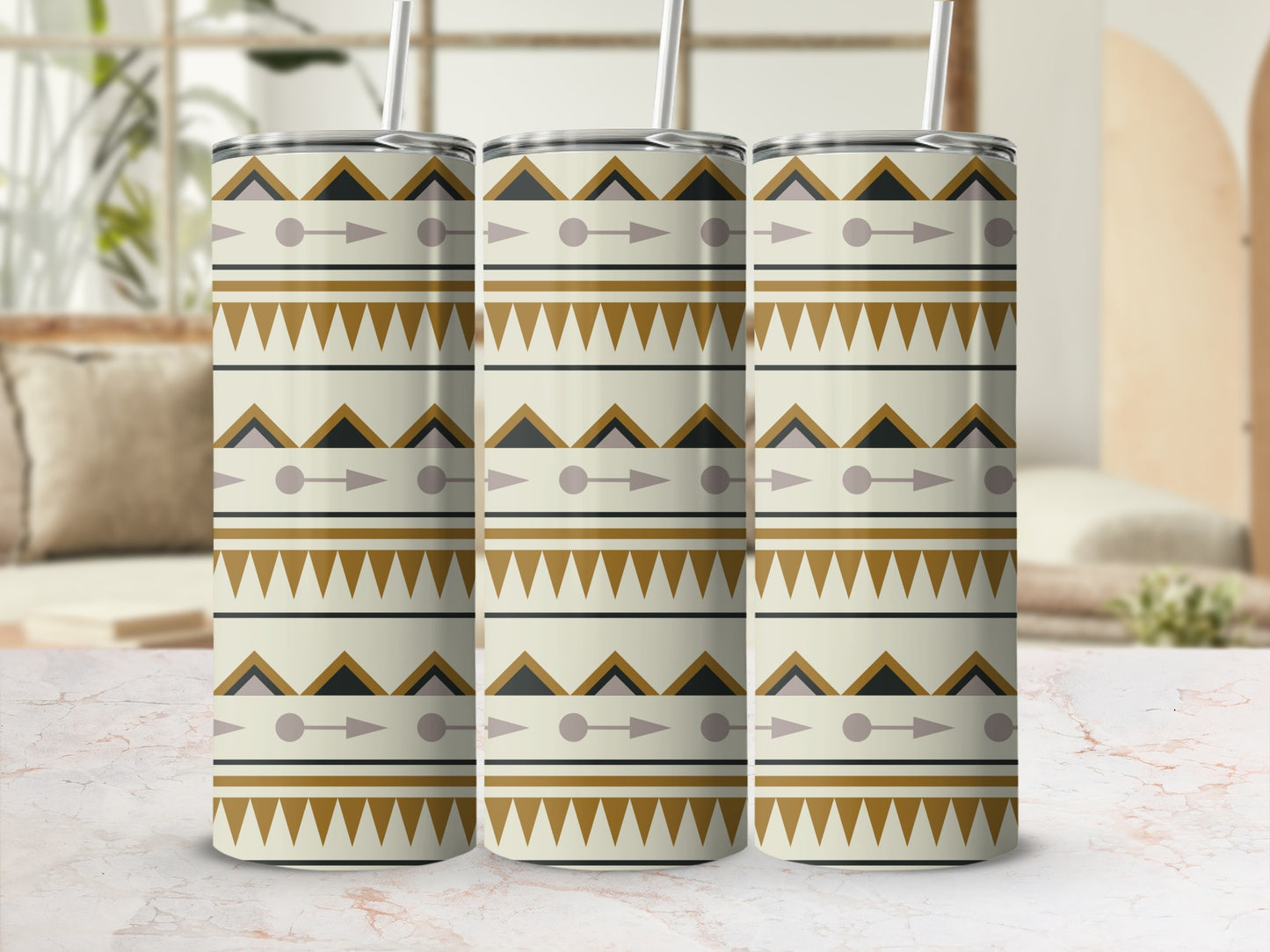 Tribal Geometric Pattern Travel Mug Tumbler Cup Product