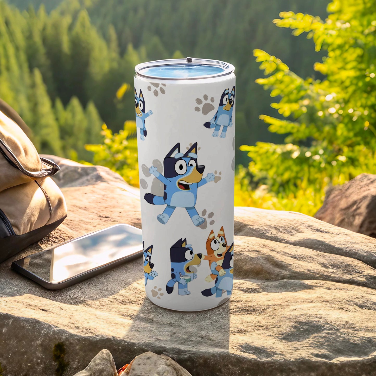 Blue Cartoon Character Tall Insulated Travel Tumbler