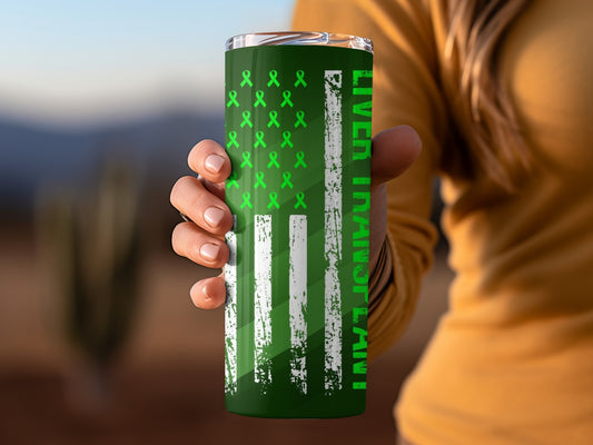 Liver Transplant Awareness Green Ribbon Tumbler