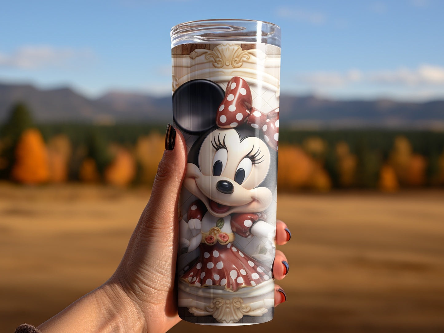 Minnie Mouse Polka Dot Dress Travel Tumbler Decor