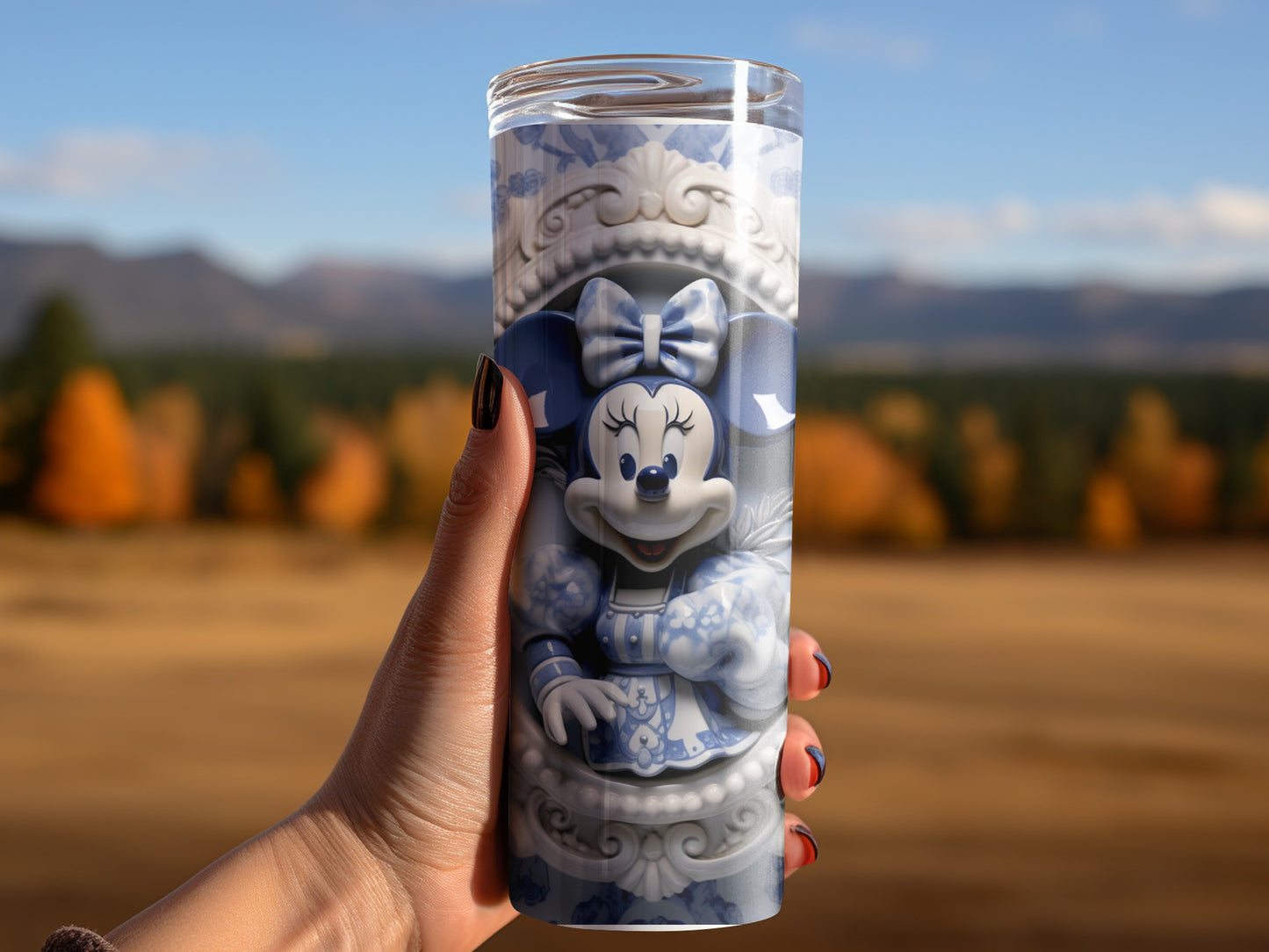 Minnie Mouse Blue Themed Travel Tumbler