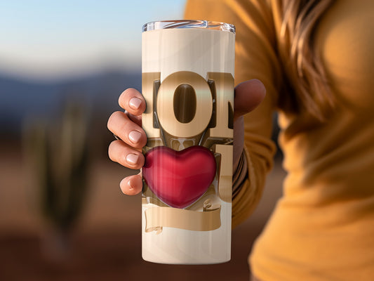 Love Heart and Gold LOL Design Tumbler Cup