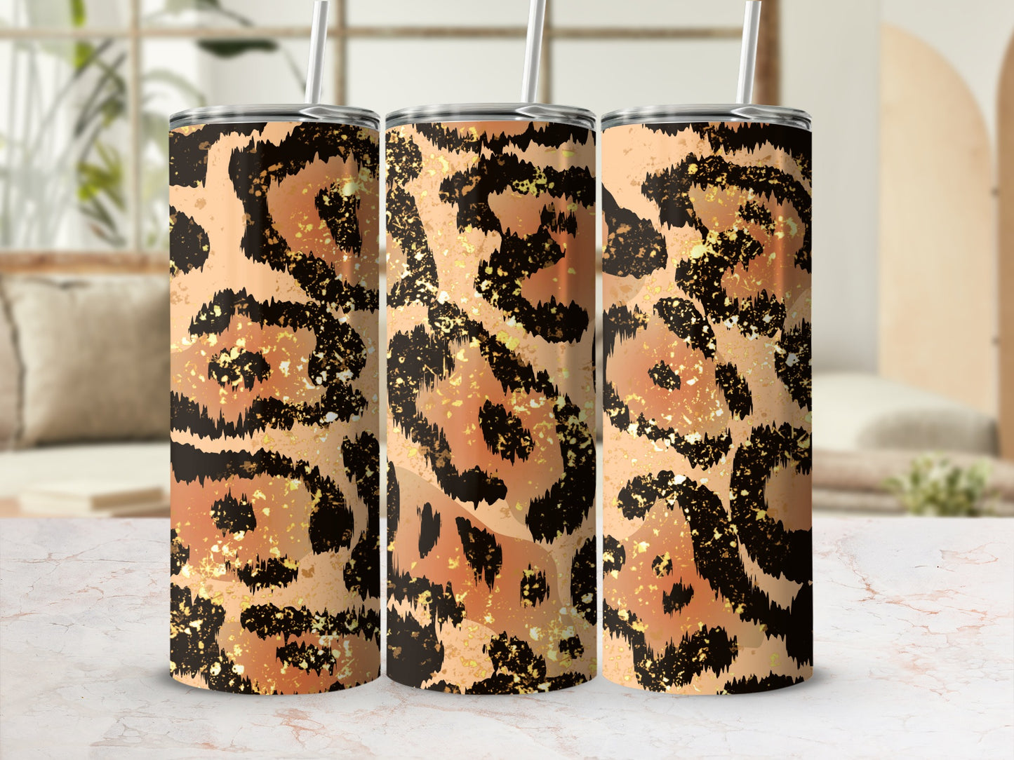 Stylish Leopard Print with Gold Highlights Tumbler