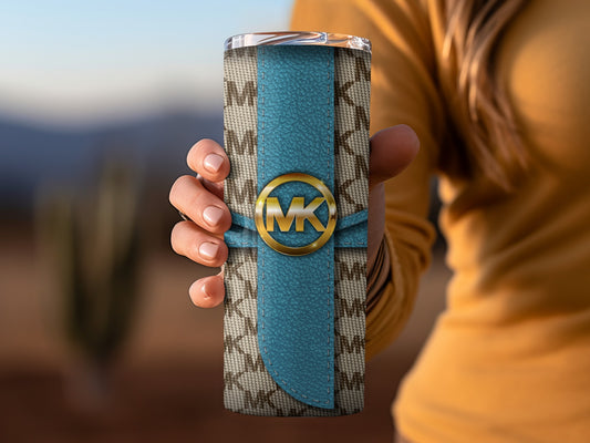 Stylish Blue Patterned MK Insulated Travel Mug