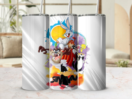Colorful Cartoon Character Print Tumbler Design
