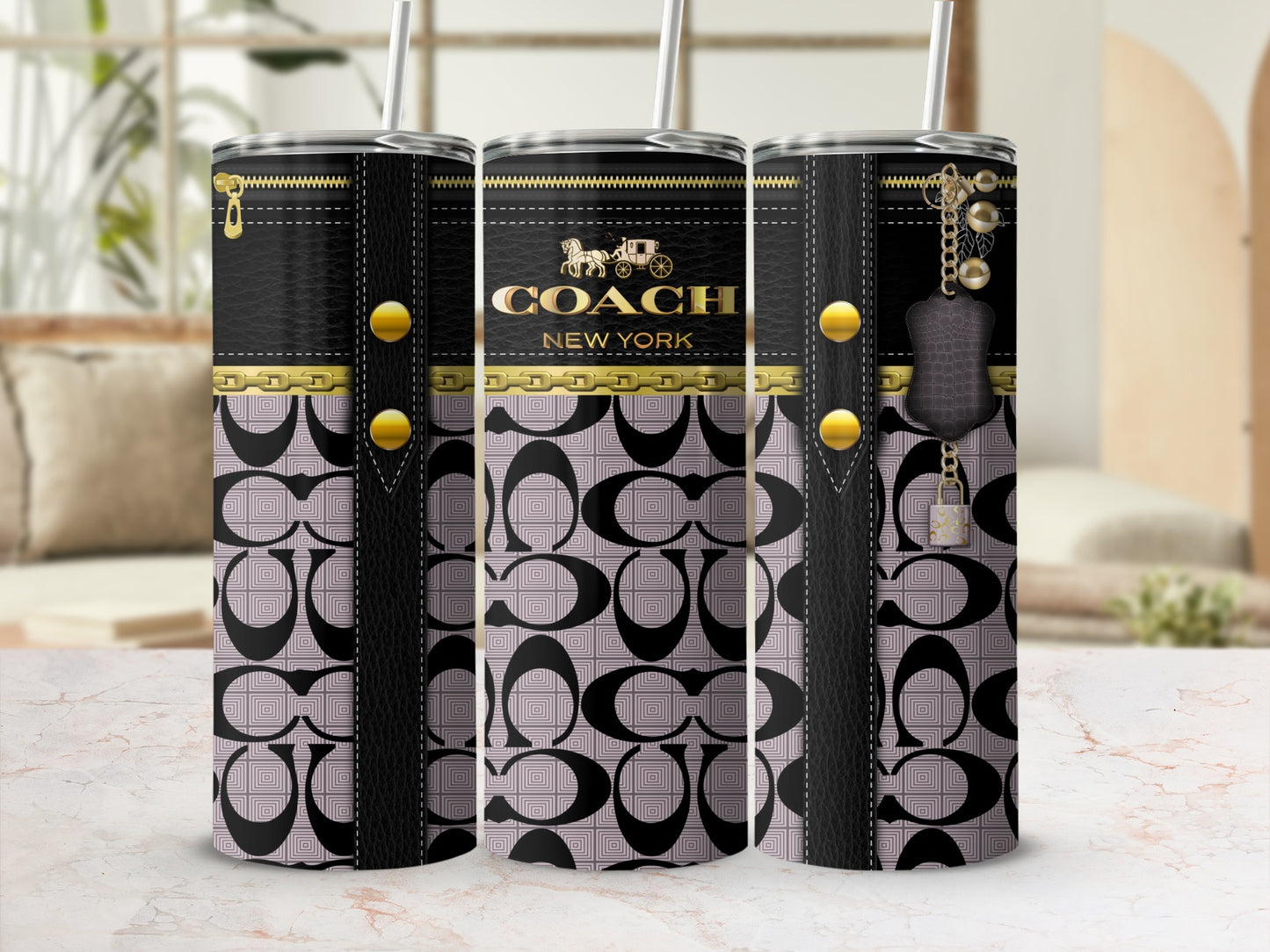 Stylish Coach New York Patterned Tumbler Cup