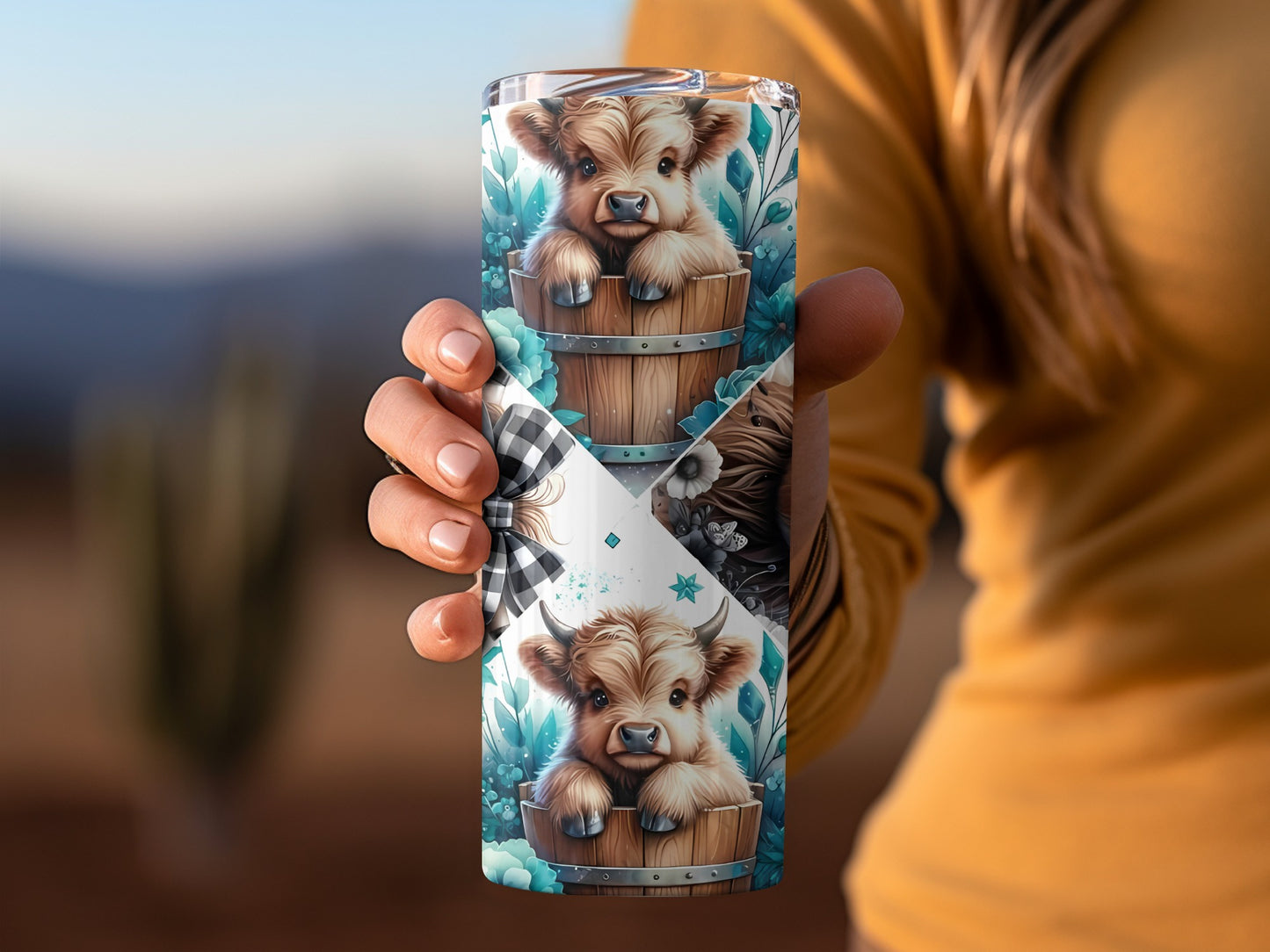 Adorable Cow Illustration Travel Tumbler Drinkware