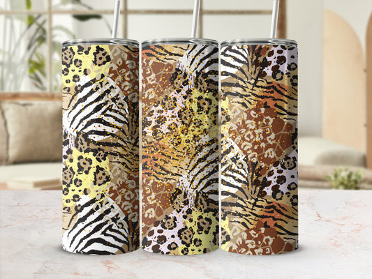 Animal Print Insulated Tumbler Flask with Straw
