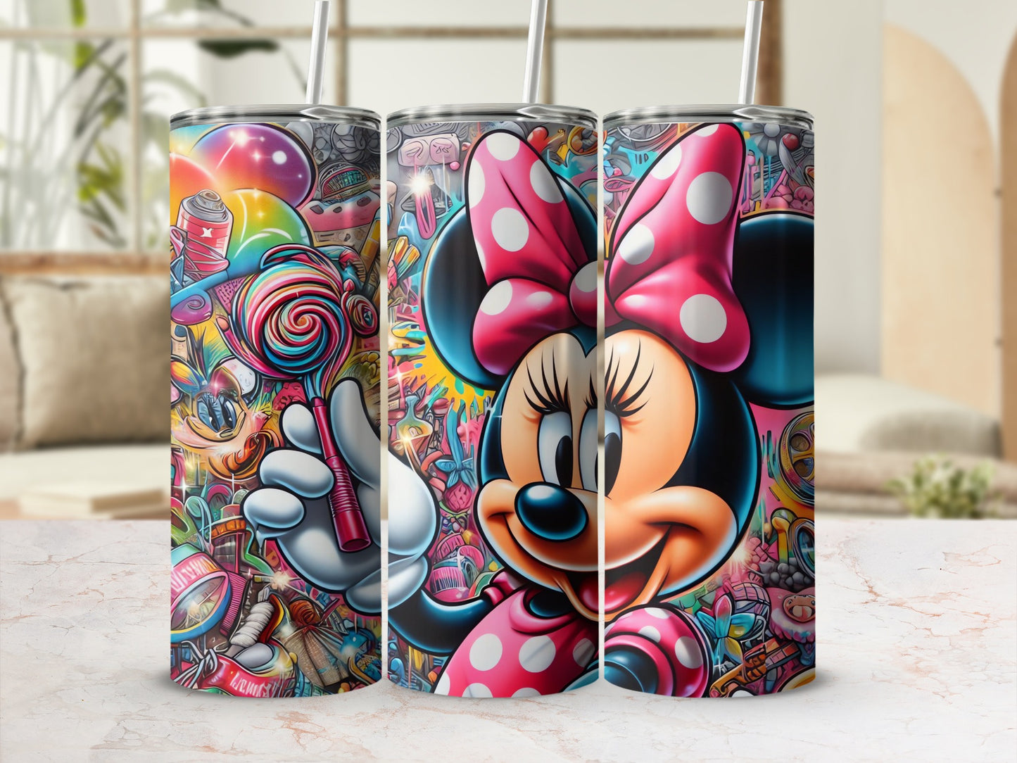 Colorful Minnie Mouse Design Insulated Tumbler