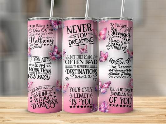 Inspirational Motivational Butterfly Tumbler Set