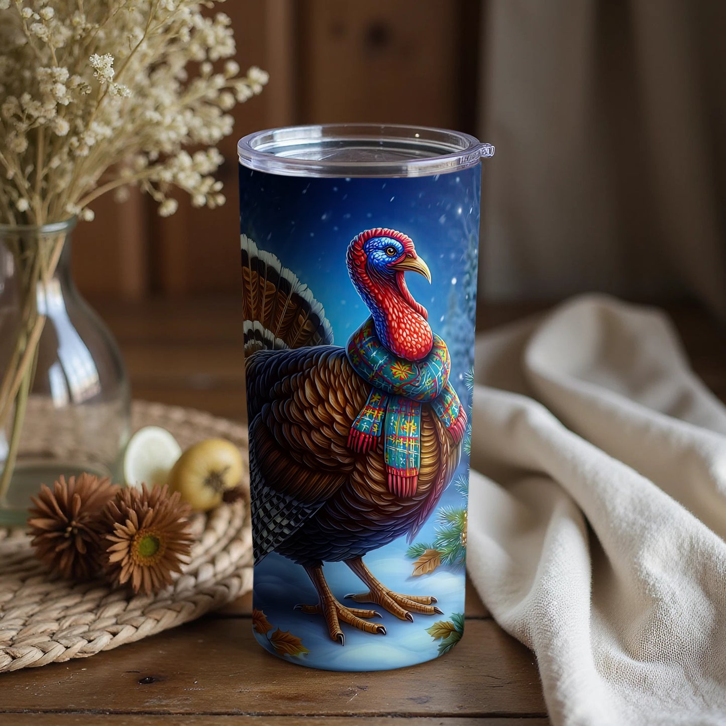 Festive Turkey Tumbler for Holiday Beverages