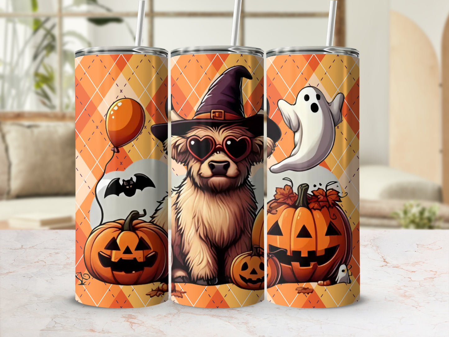 Halloween Dog and Pumpkin Themed Tumbler Product