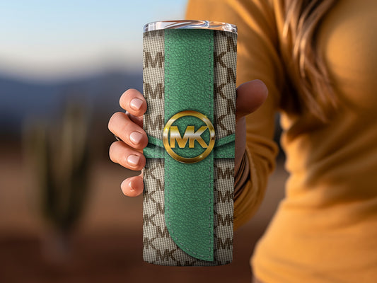 Stylish Green and Beige MK Travel Tumbler for Everyday Use