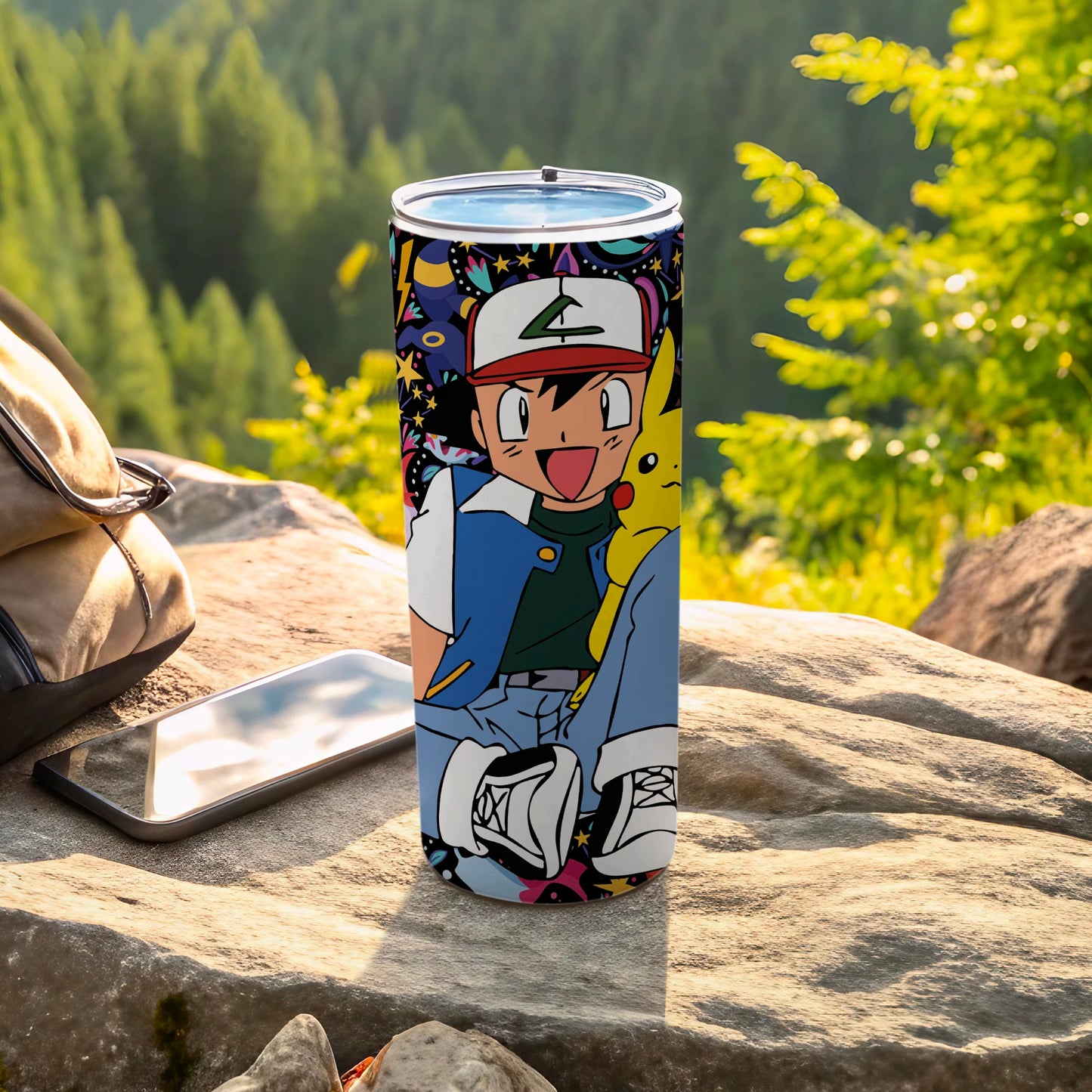 Colorful Anime Character Travel Mug for Outdoor Adventures