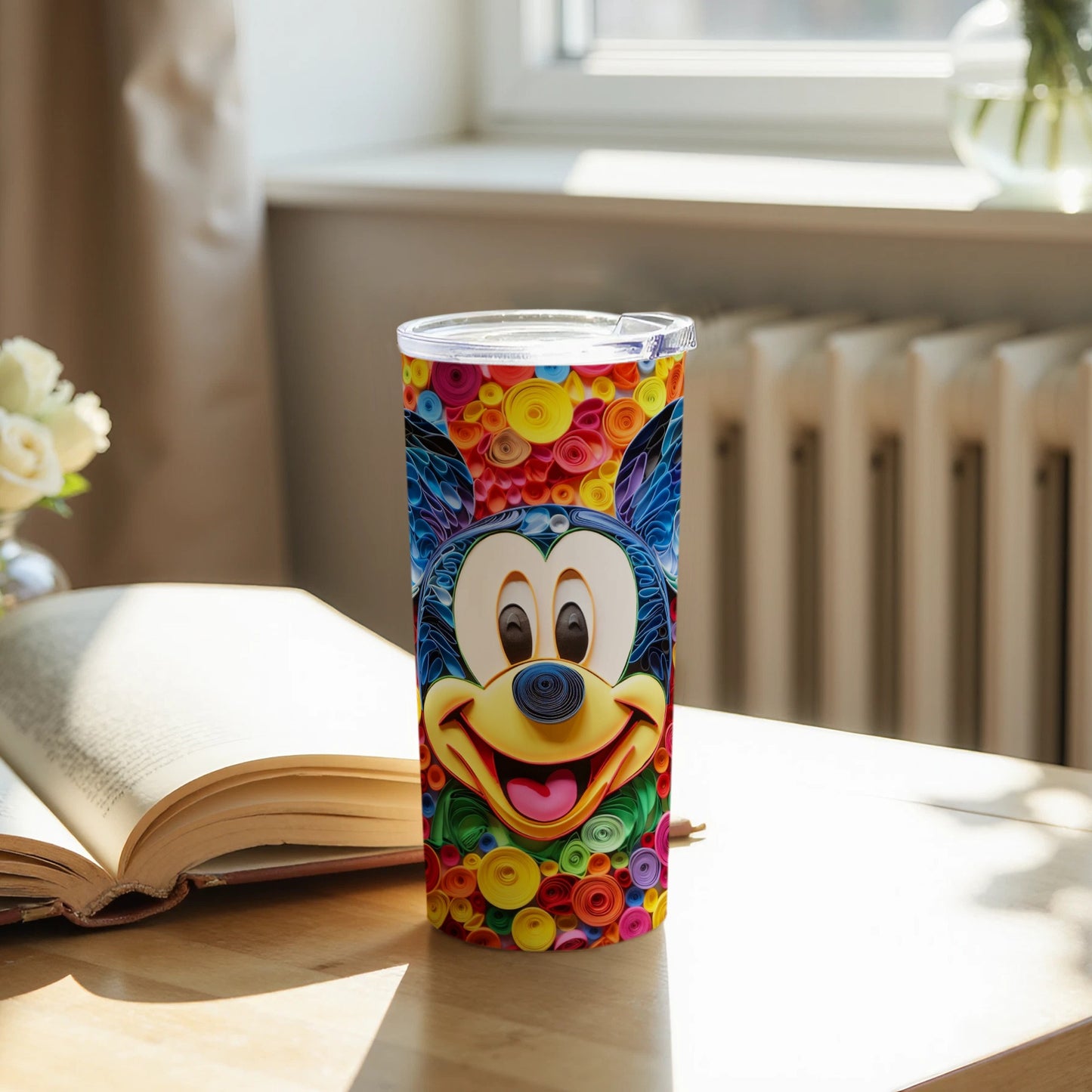 Mickey Mouse Colorful Quilling Art Travel Mug