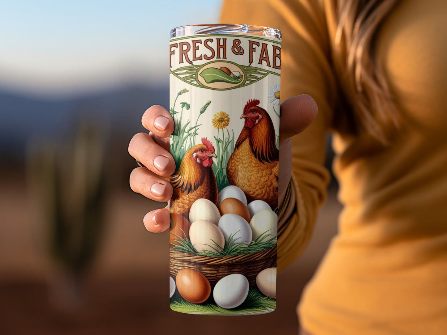 Fresh and Fab Chicken Rooster and Eggs Tumbler