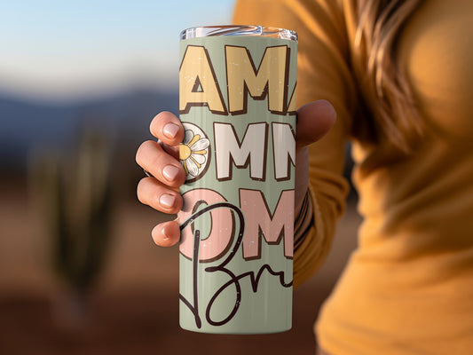 Retro Daisy AM PM MOM Personalized Tumbler Cup