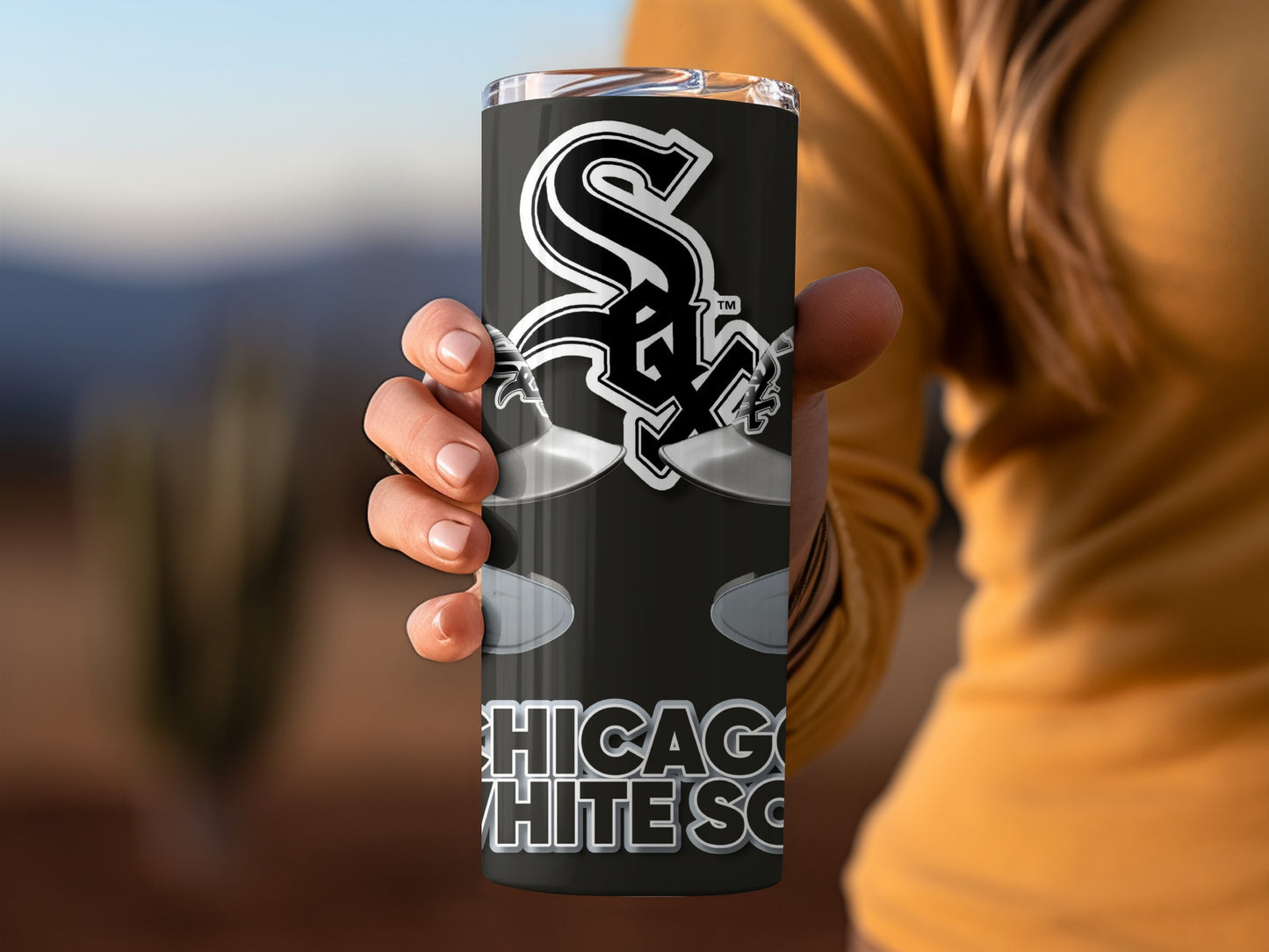Chicago White Sox Baseball Helmets Logo Black Tumblers