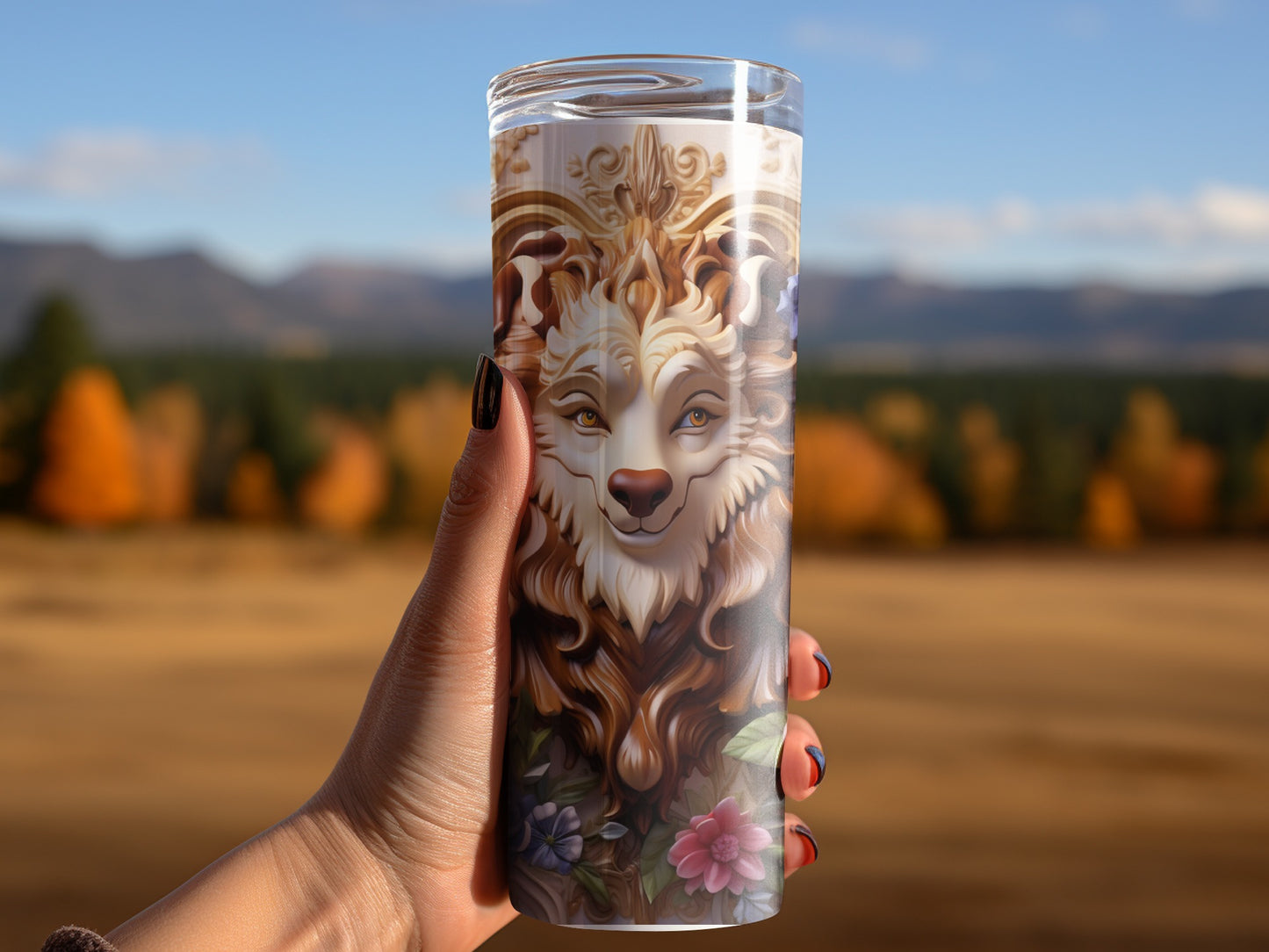Intricate animal design insulated tumbler product