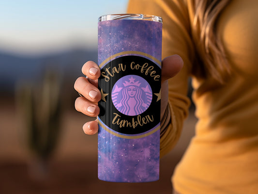 Purple Star Coffee Tumbler Unique Galaxy Design Cup