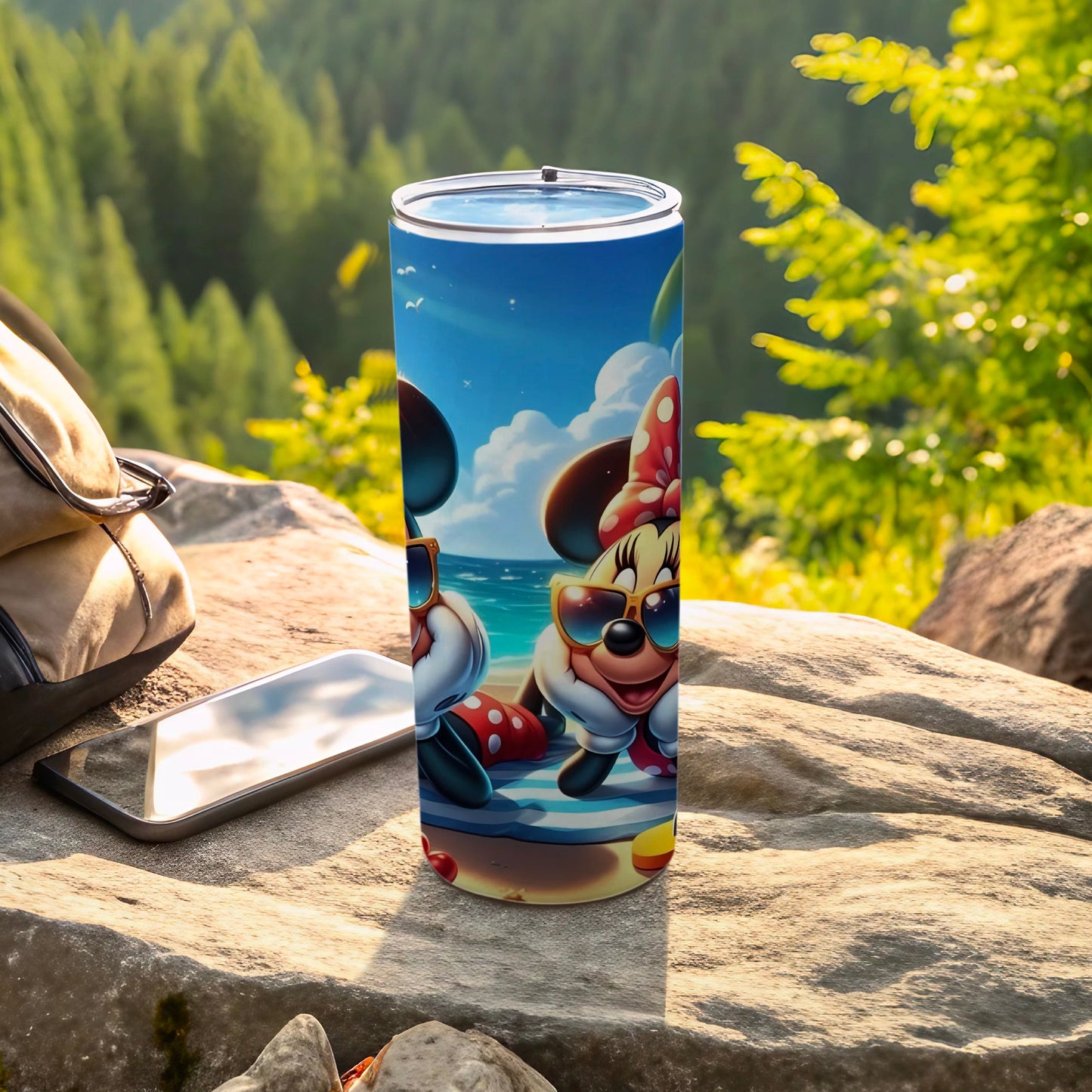 Funny Cartoon Character Tumbler with Beach Design