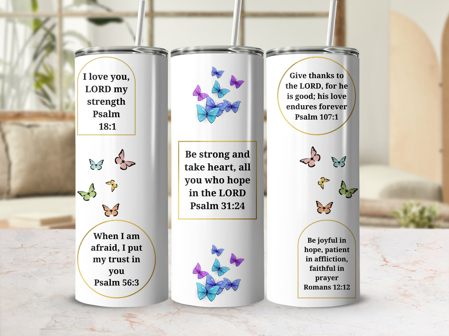 Inspirational Quotes and Butterfly Design Tumbler