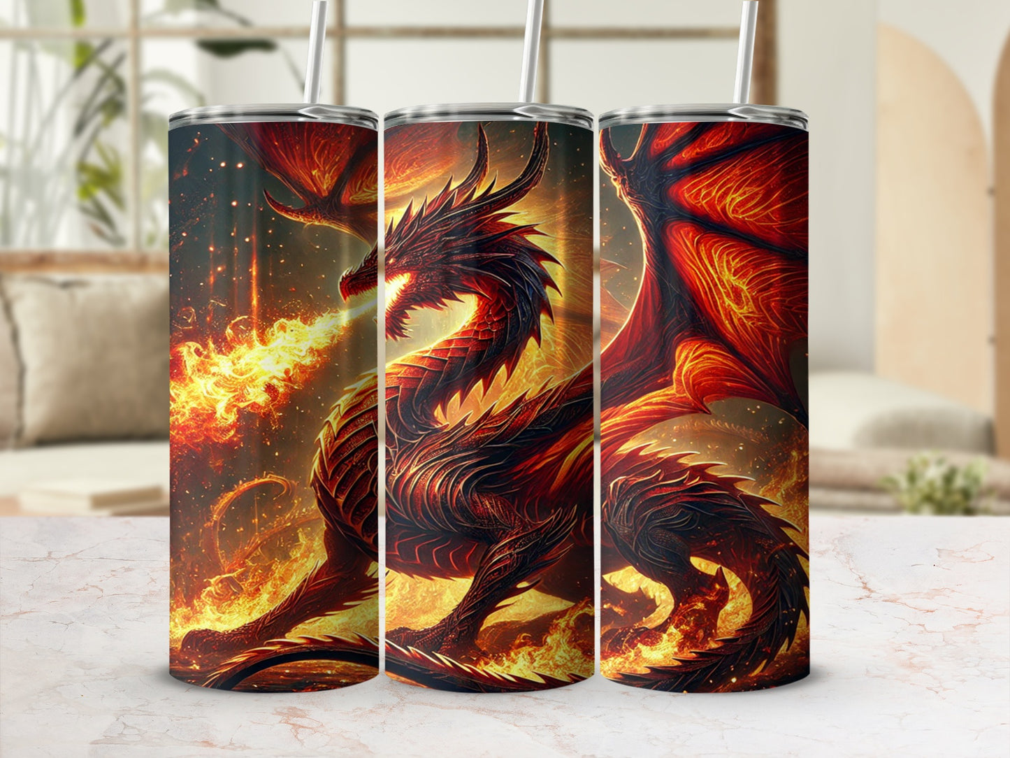 Ferocious Fire-Breathing Dragon Tumbler Travel Cup
