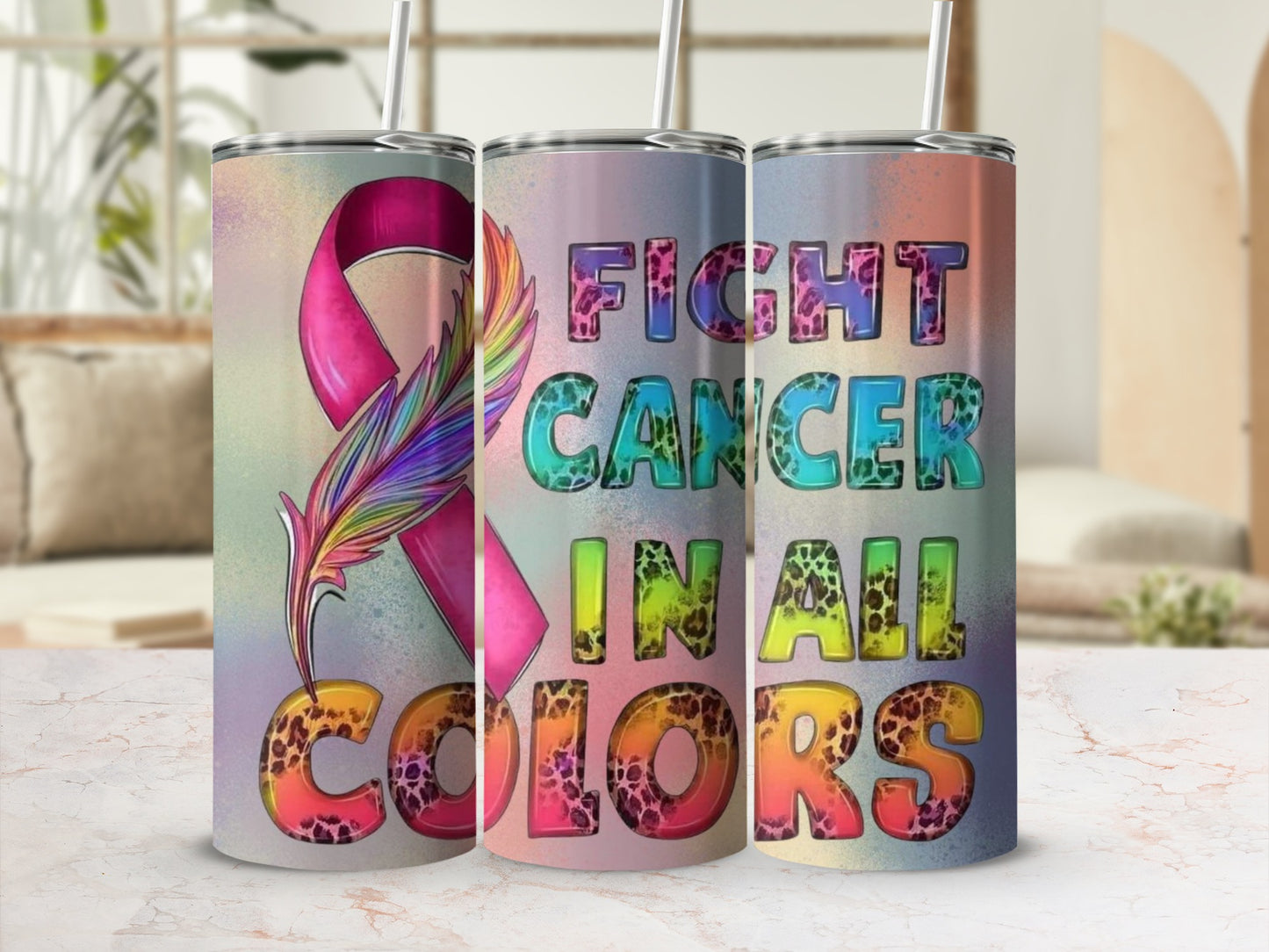 Fight Cancer In All Colors Inspirational Tumbler