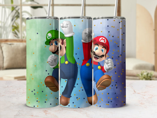 Colorful Luigi and Mario Design Drink Tumblers