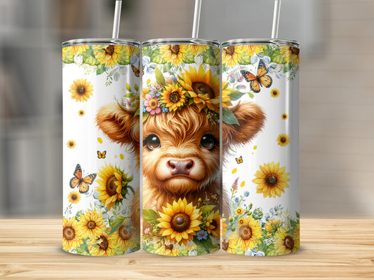 Highland Cow Sunflowers Butterflies Tumbler product type