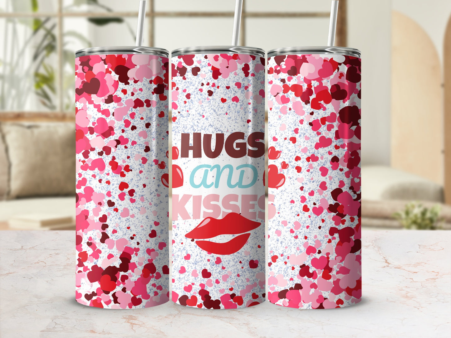 Hugs and Kisses with Lip Design Tumbler Product