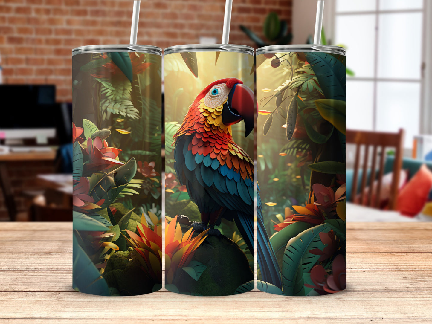 Majestic Rainforest Parrot Illustration Tumbler product type
Parrot, Jungle, Tropical, Bird, Rainforest, Vibrant, Colorful, Exotic, Macaw, Nature, Wildlife, Tumbler, Drinkware, Beverage, Travel, Insulated, Stainless, Straw, Gift, Outdoors