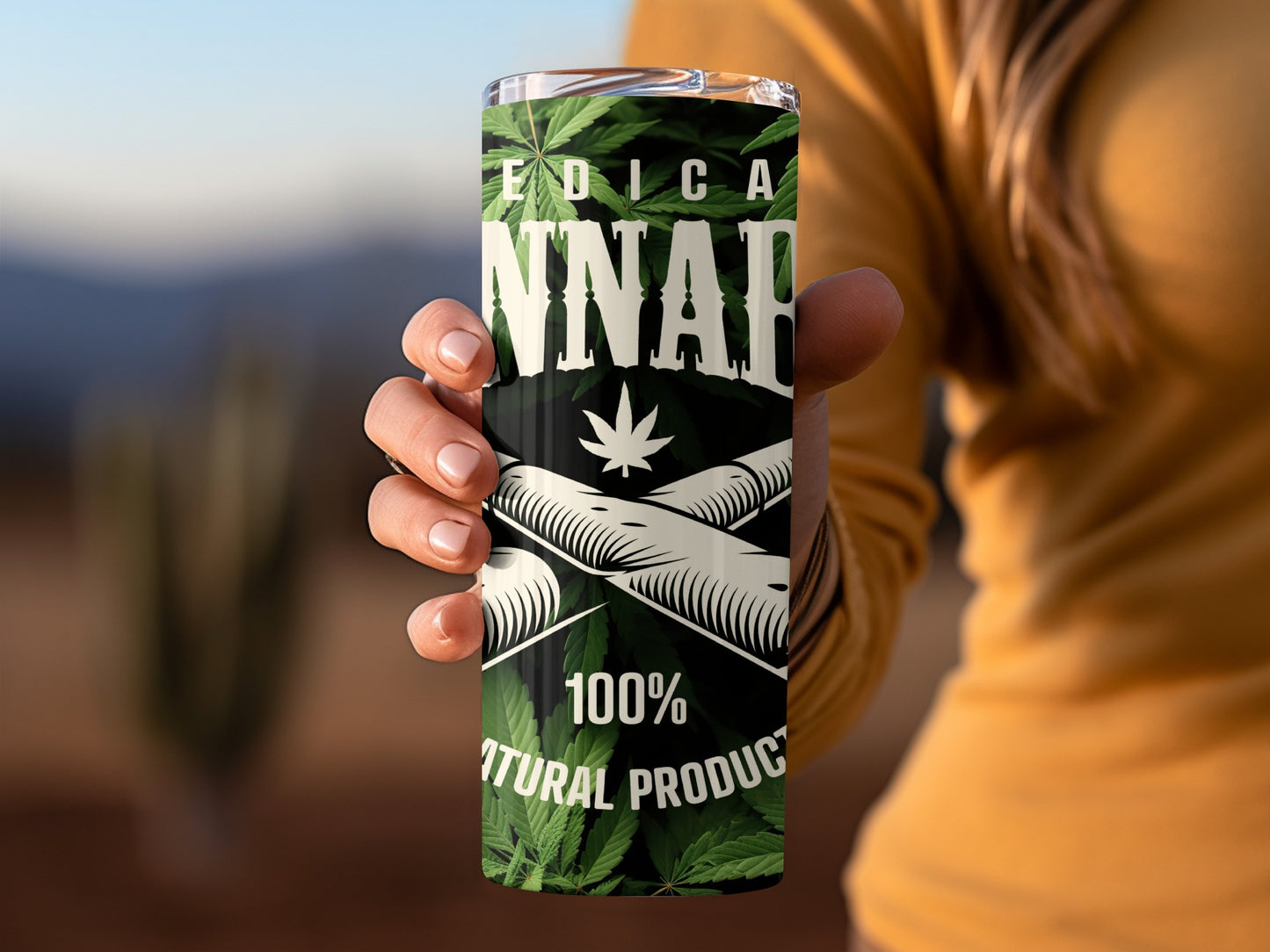 Ninjan 100% Natural Product Tumbler with Green Leaf Design
