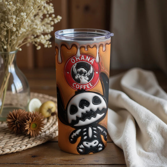 Cute Spooky Character Ohana Coffee Tumbler Cup