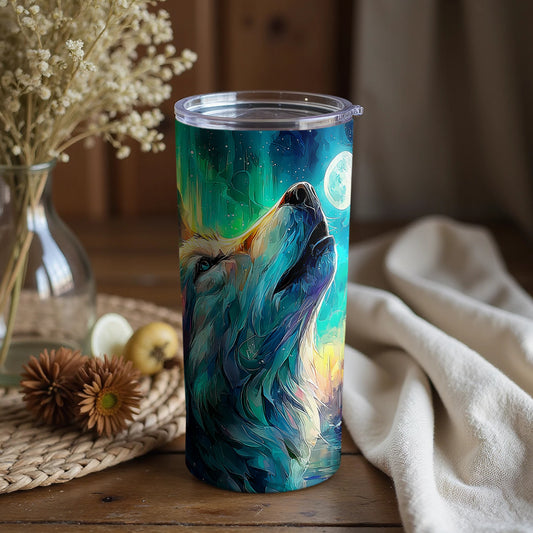 Vibrant Howling Wolf Design Tumbler for Everyday Use