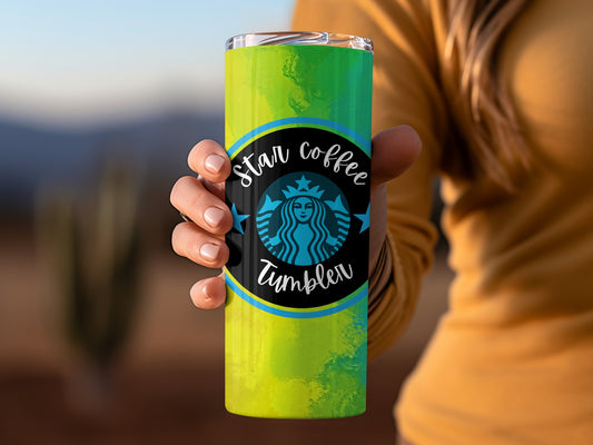 Star Coffee Tumbler Bright Green Design