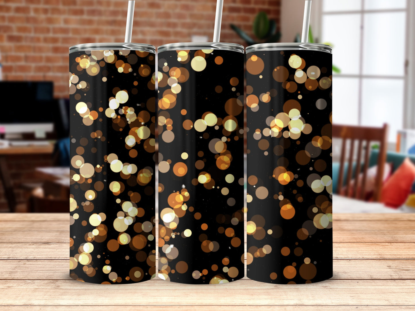 Glittering Bokeh Print Skinny Tumbler Cup Product