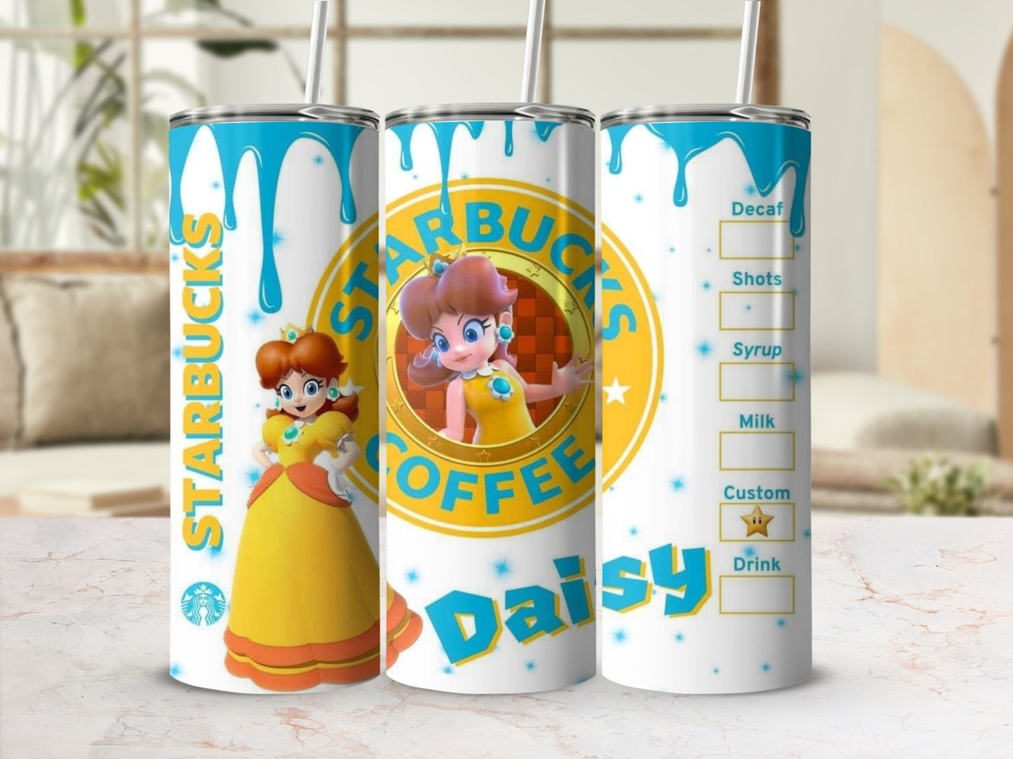 Starbucks Daisy Coffee Custom Tumbler Cup Design
