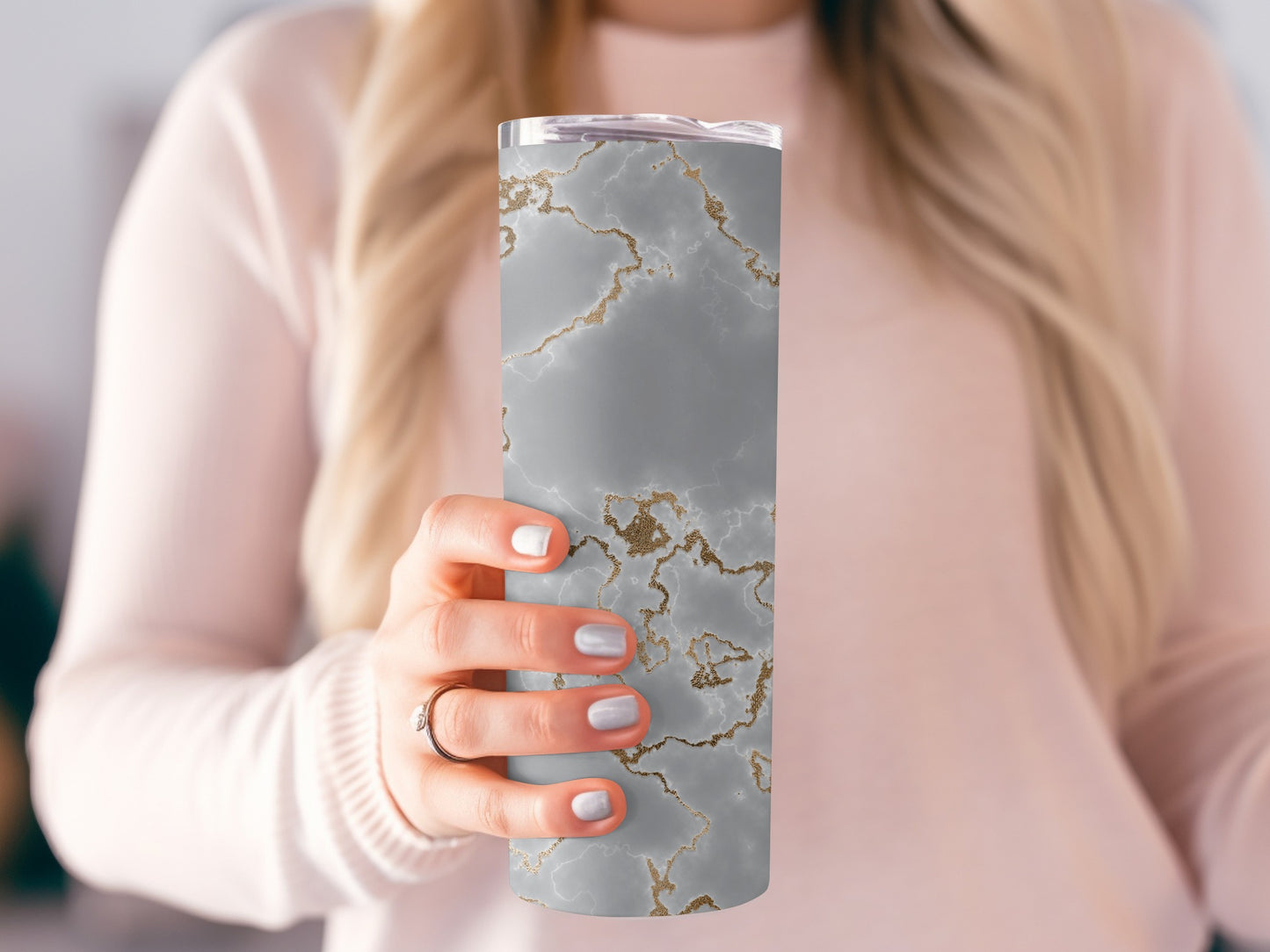 Stylish Gray And Golden Textured Abstract Design Tumblers